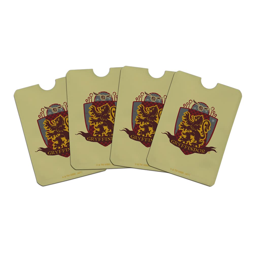 Harry Potter Gryffindor Quidditch Shield RFID Blocking Credit Card Holder - Set of 4 for Wallet Protection | Perfect for Travel, Shopping & Contactless Payment Security