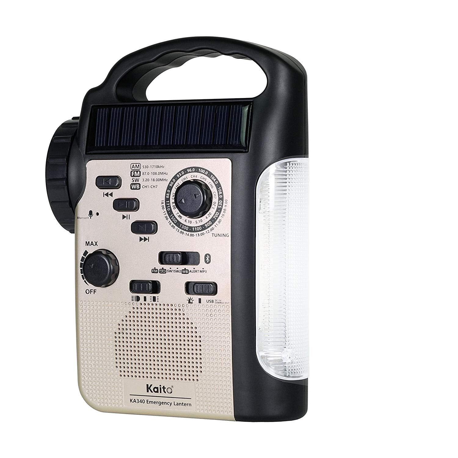 Kaito KA340 Hand Crank Rechargeable LED Camping Lantern - AM/FM/SW NOAA Weather Alert Radio with Bluetooth, Flashlight, USB Phone Charger & MP3 Player | Perfect for Emergency Preparedness, Outdoor Adventures & Power Outages