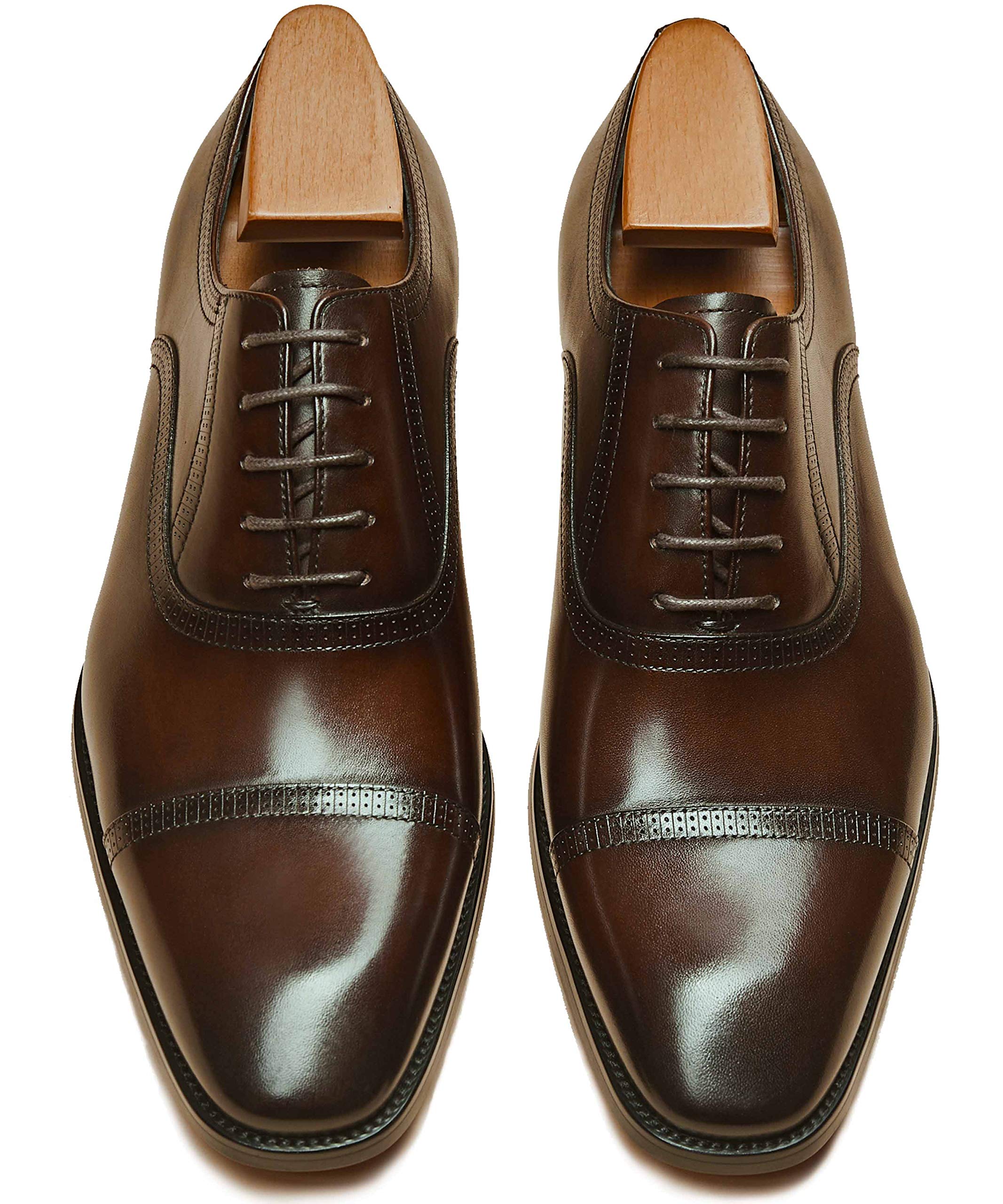 Men's Formal Oxford Leather Wingtip Dress Shoes - Classic Lace Up Business & Wedding Shoes for Professional & Special Occasions