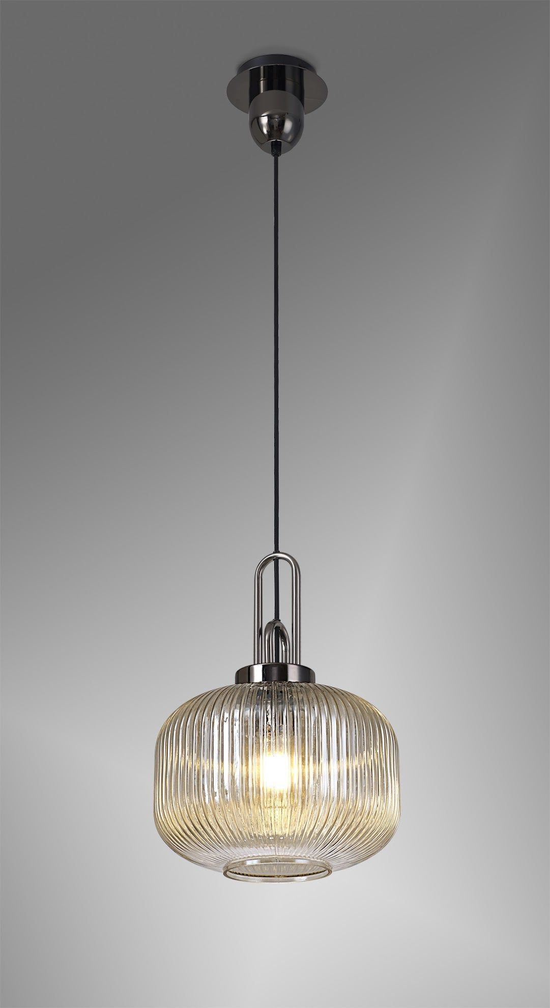 Stylish Cadiz 1-Light Pendant Light with 30cm Pumpkin-Shaped Ribbed Glass Shade - E27 Socket, IP20 Rated, Multiple Color Options - Perfect for Kitchen Island, Dining Room, or Entryway Lighting