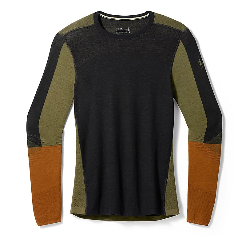 Men's Intraknit™ Thermal Merino Base Layer Crew - Black Winter Moss Colorblock - Warm Winter Underwear for Skiing, Hiking & Outdoor Activities