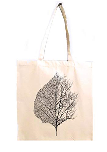 Eco-Friendly Black Lantern Canvas Tote Bag - Reusable Leaf & Tree Print Shopping Bags for Women & Men - Small Cloth Grocery Tote for Beach, School, Travel & Daily Use - Perfect Aesthetic Gift for Nature Lovers