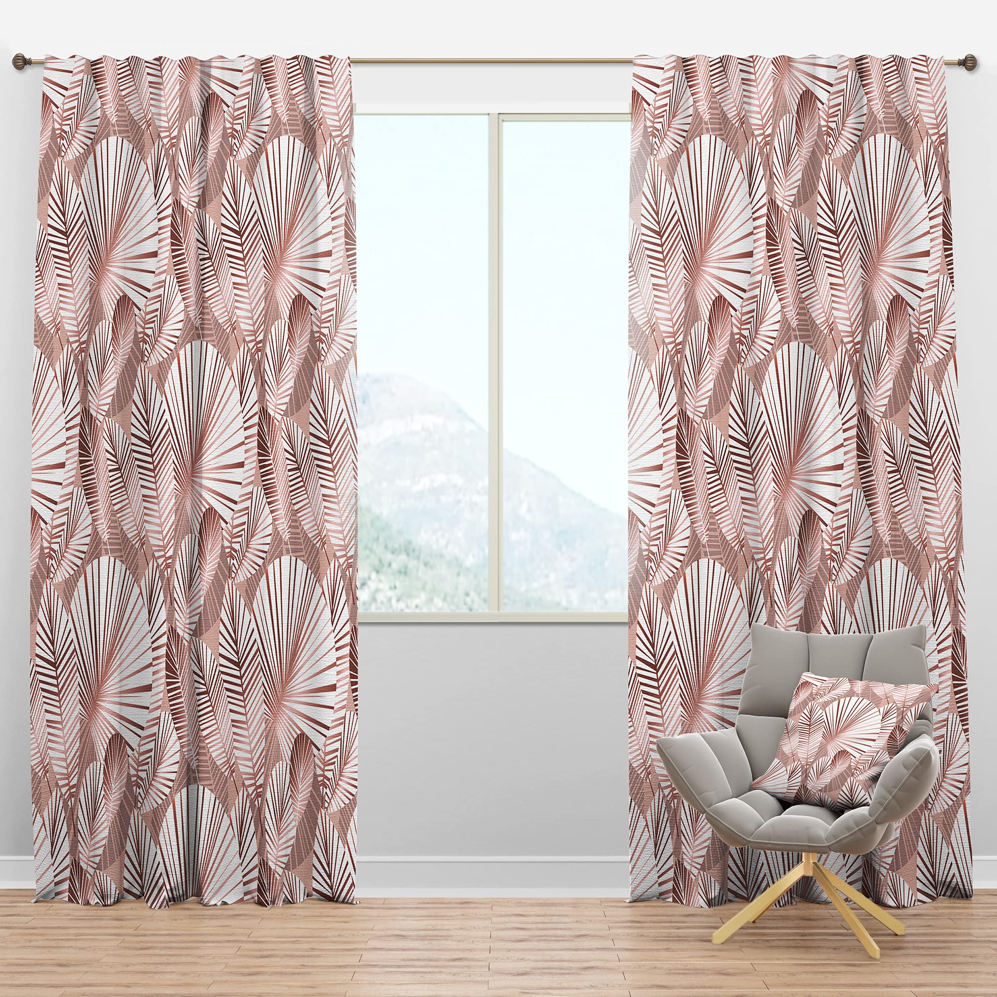 Blackout Curtains 'Golden Tropical Pattern IV' - Thermal Insulated Bedroom & Living Room Drapes - Single Panel 52x108 Inches - Perfect for Light Blocking, Privacy & Energy Savings