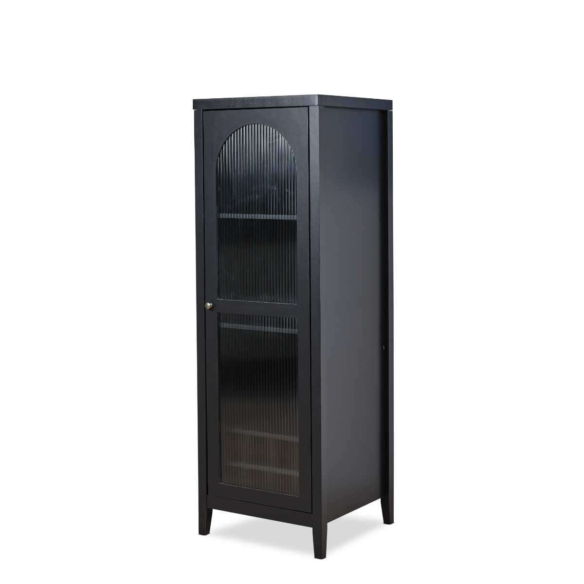 Easton Black Bar Cabinet - Modern Liquor Storage with Glass Shelves & Locking Doors - Perfect for Home Bar, Dining Room, or Entertainment Area