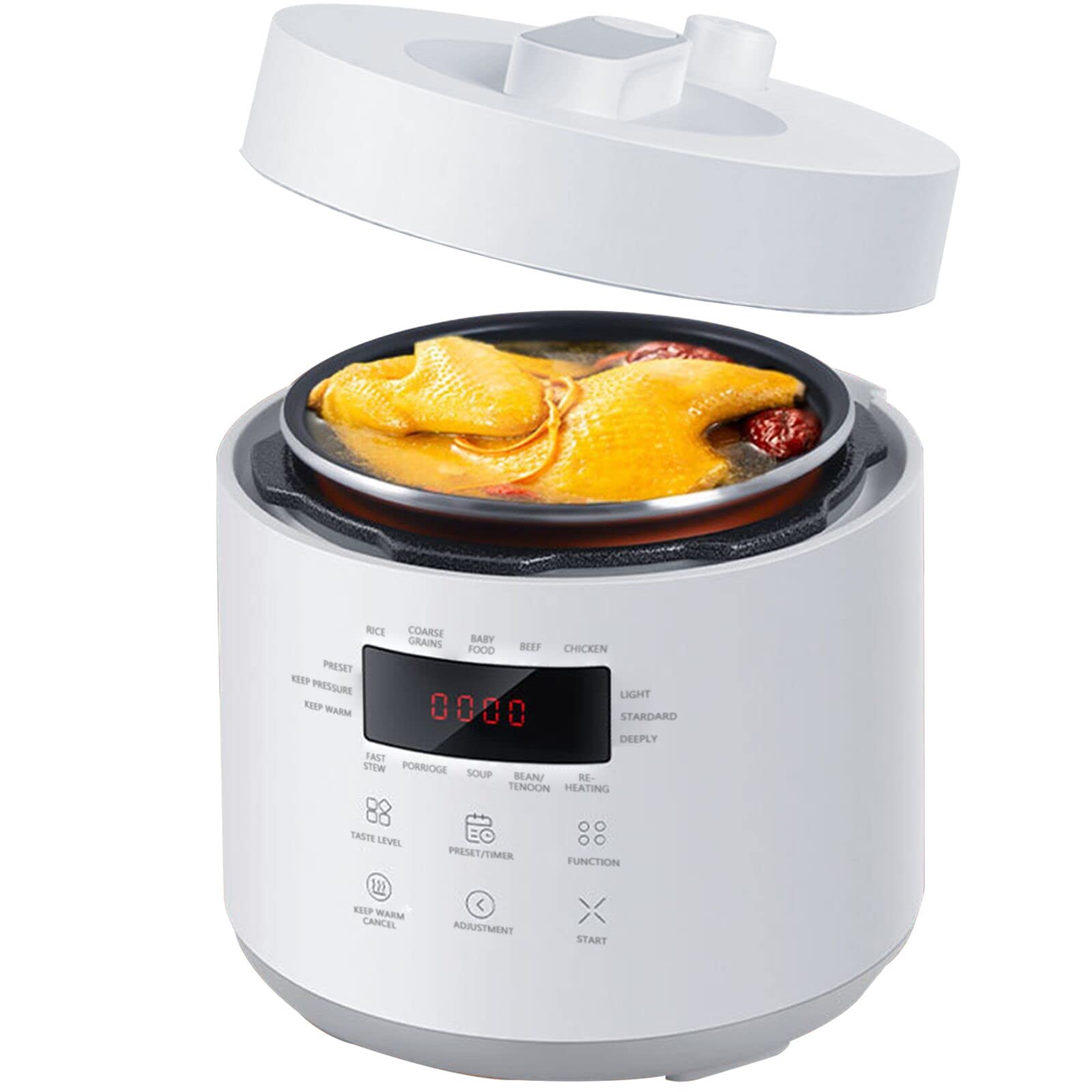 WOOW DEPOT 10-in-1 Smart Electric Pressure Cooker - 110V 600W 2.5L Portable Rice Cooker | Instant Pot for 1-4 People | Stainless Steel Inner Pot | 5 Cups Capacity | White | Perfect for Small Kitchens, Dorms & RVs