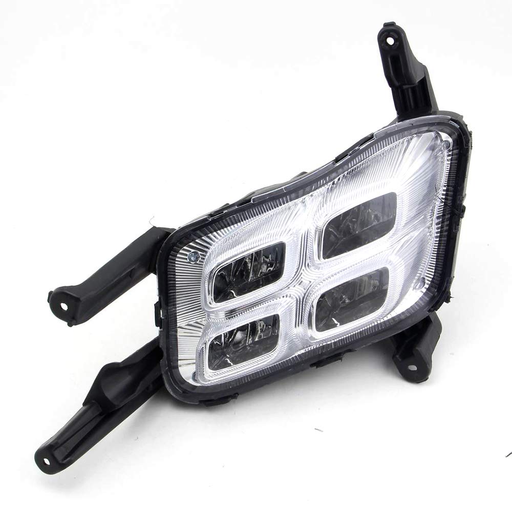 2014-2015 Kia Optima K5 White LED Front Bumper DRL Daytime Running Light Assembly with Fog Lamp Bezel Replacement - Four Eyes Style for Enhanced Visibility & Safety (Perfect for Night Driving & Foggy Conditions)