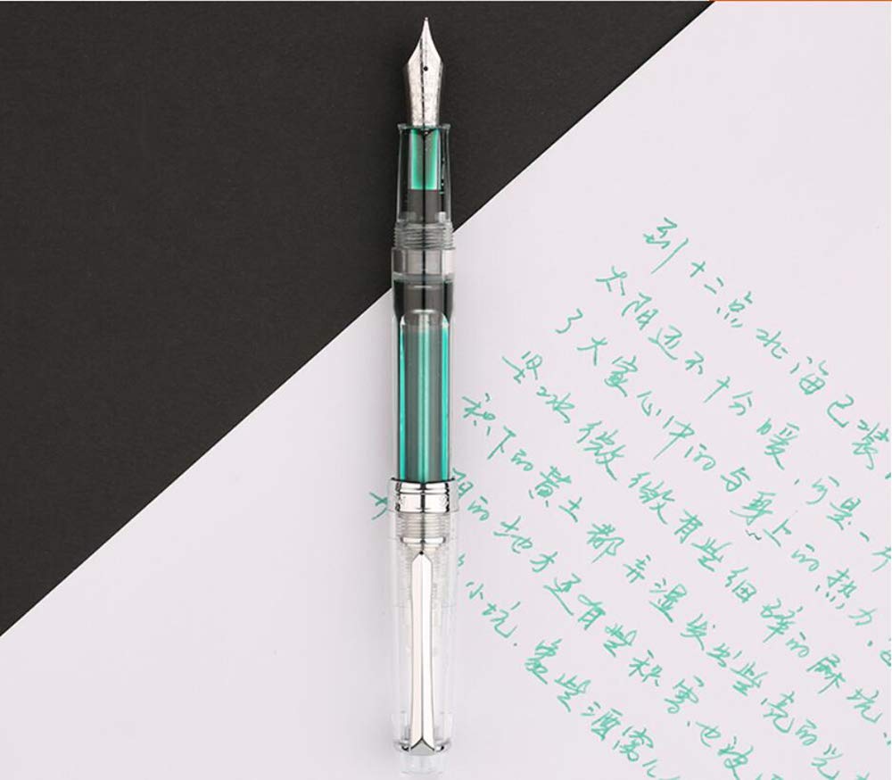 Lanxivi Penbbs 268 Vacuum Filling Fountain Pen - Medium Nib Clear Acrylic Collection Pen with Gift Box | Premium Writing Instrument for Calligraphy, Journaling & Office Use