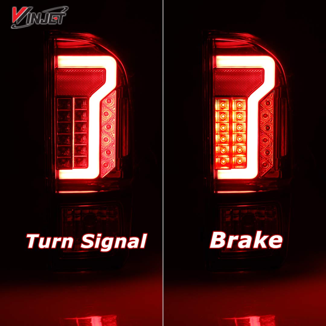 Winjet LED Tail Light Assembly for Toyota Tacoma 2016-2023 - Red Glow Bar Running Lights - Waterproof Rear Brake Lights - Left & Right Pair - Perfect for Off-Roading, Night Driving & Custom Truck Upgrades