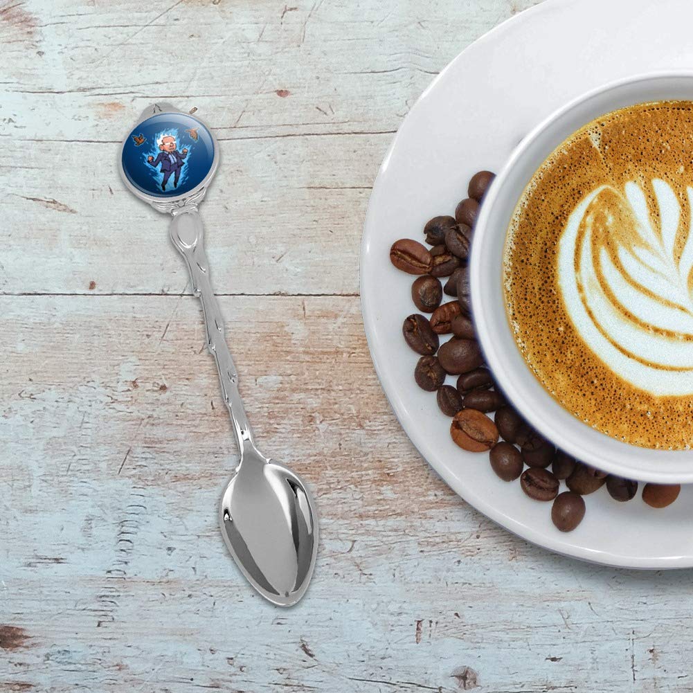 Pixel Super Bernie Sanders With Birds and Fire Novelty Collectible Demitasse Tea Coffee Spoon - Perfect for Gift, Display, and Coffee Enthusiasts