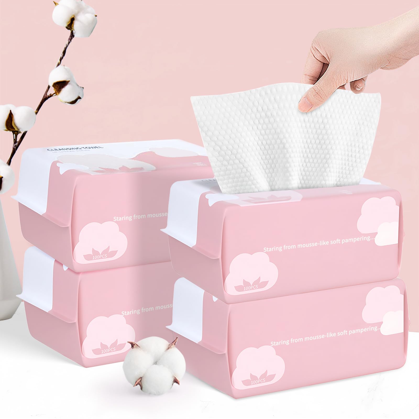 **Soft Disposable Cotton Face Towels - 400 Count Gentle Facial Wipes for Cleansing, Skincare & Makeup Removal | Reusable Dry & Wet Towelettes for Daily Face Wash, Spa & Travel**