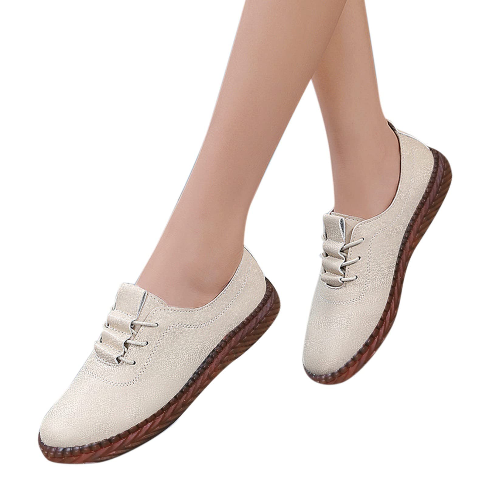 Black Women's Dressy Comfort Flats - Soft Sole Leather Loafers for Walking & Casual Wear | Stylish Lace-Up Shoes for Work, Travel & Everyday Fashion
