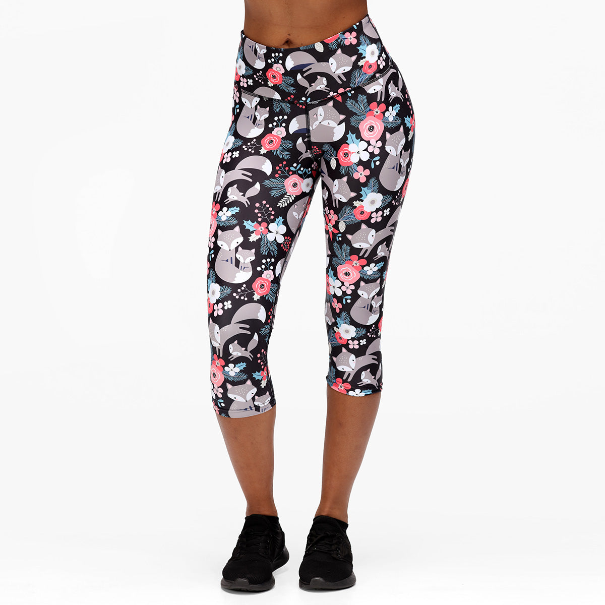 Foxy Floral Capri Pants - Women's Stylish Printed Summer Yoga Pants for Casual Wear, Workout & Lounge - Trendy High Waist Leggings
