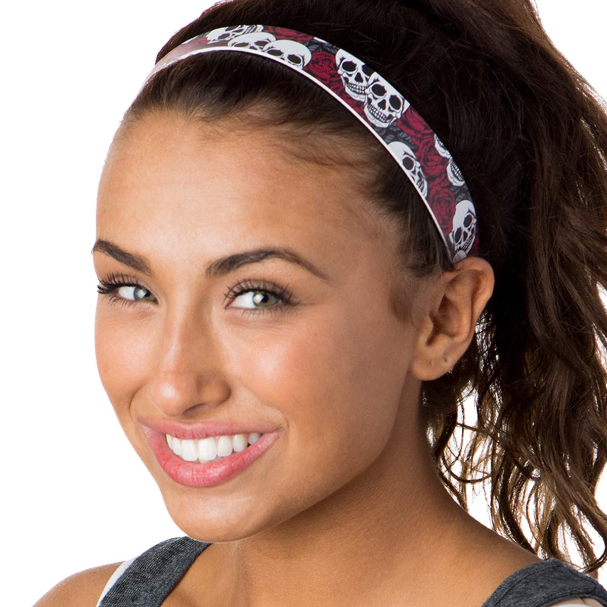 Hipsy Adjustable No Slip Bling Glitter & Fashion Printed Headbands for Women, Girls & Teens - Mixed 5-Pack (Red Multi) - Perfect for Sports, Workouts, School, and Everyday Fashion Accessories