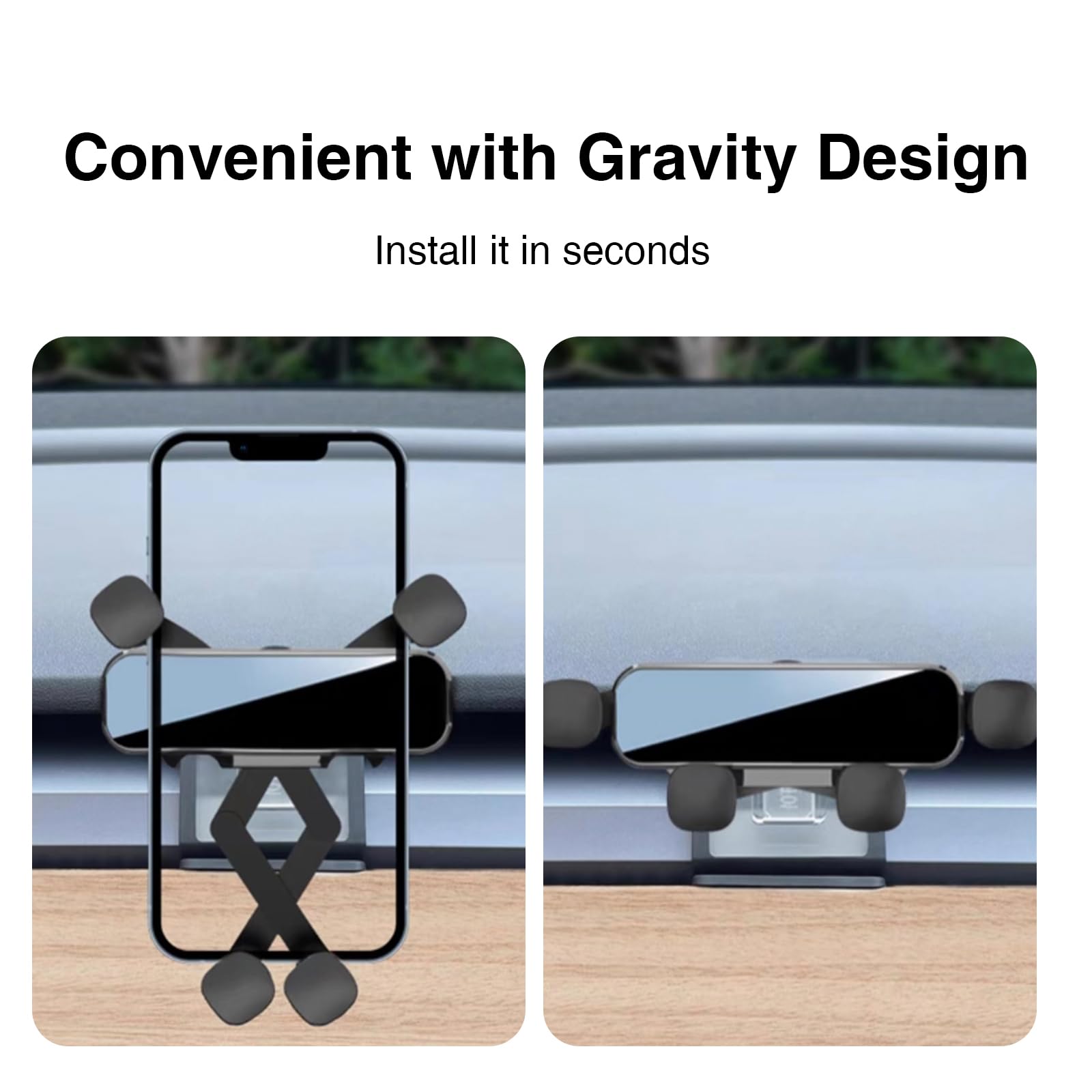 Tesla Phone Holder for Model 3 & Y - Gravity Black Foldable Car Mount Accessories (2019-2024) | Perfect for Navigation & Hands-Free Calling While Driving