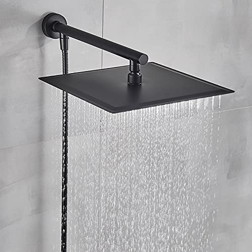 Premium Stainless Steel Chrome Rainfall Shower Head - 8/10/12 Inch Wall Mount Shower Sprayer with Adjustable Arm - Luxury Bathroom Upgrade for Spa-Like Experience (10 Inch, Chrome Finish) - Perfect for Master Bathrooms, Guest Suites & Relaxing Showers