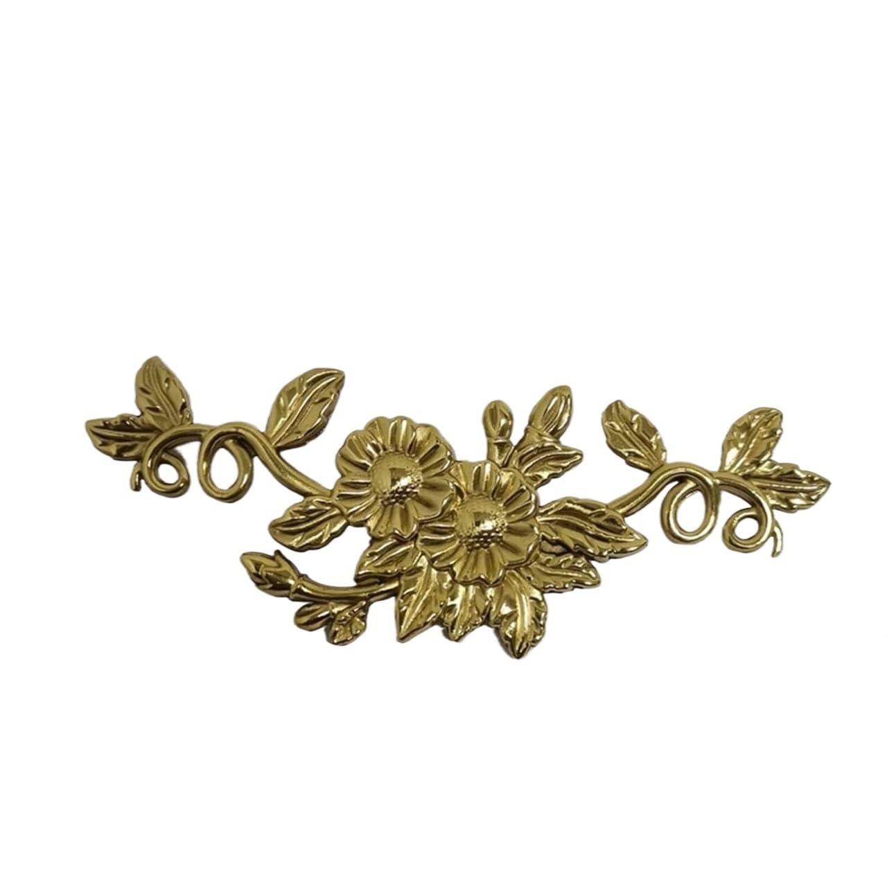 Vintage Gold Drawer Knobs - Long Handle Pulls in Retro Brass & Pure Copper - Double Hole Hollow Floral Design - Cabinet & Furniture Hardware (1 Piece) - Perfect for Dressers, Cabinets, and Vintage Home Decor