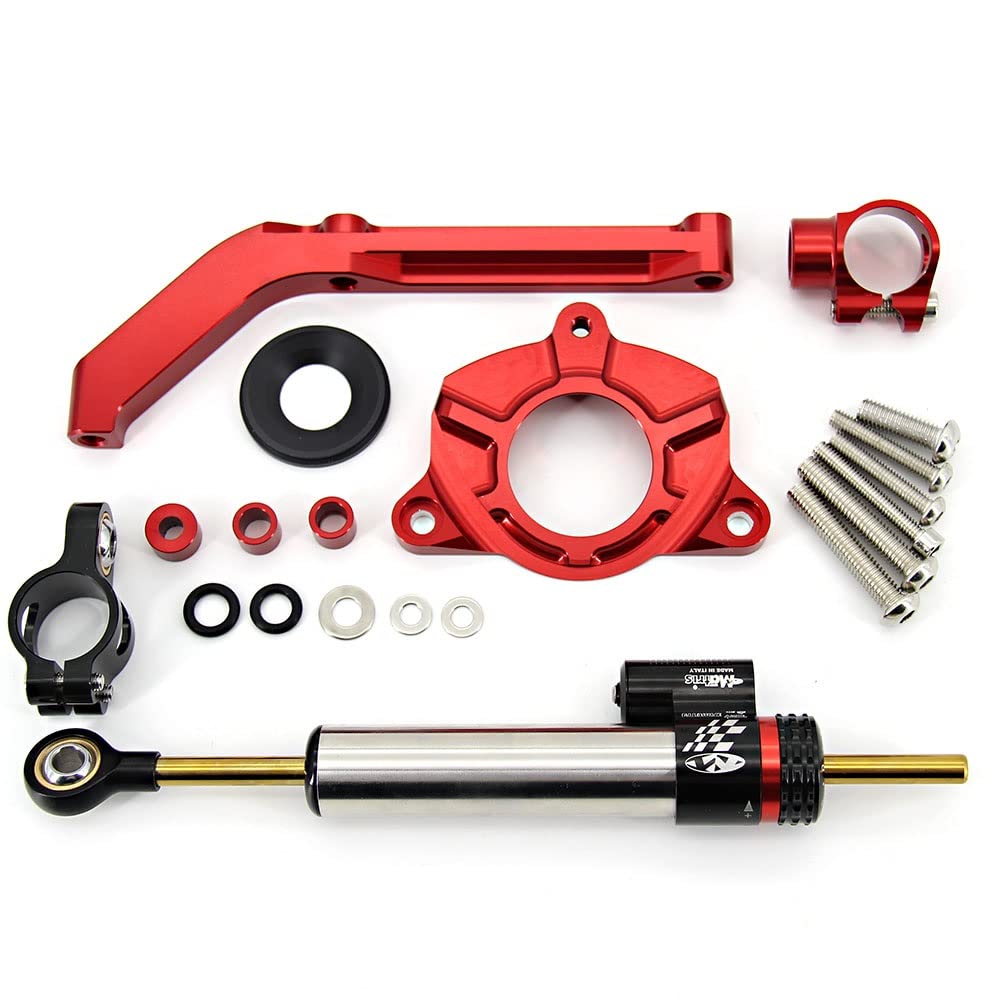 WSGGFA Z1000 Motorcycle Steering Damper Stabilizer Bracket Mount Kit - Compatible with Kawasaki Z1000 2014-2017 Models (Red) | Enhances Stability & Control for Street Riding & High-Speed Performance