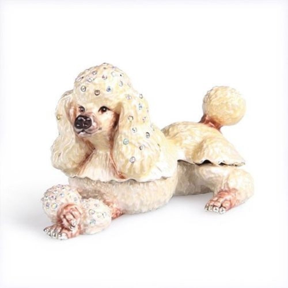 Portman Poodle Dog Enamel & Crystal Jewelry Box with Necklace - Elegant Gift for Dog Lovers, Home Decor & Jewelry Storage