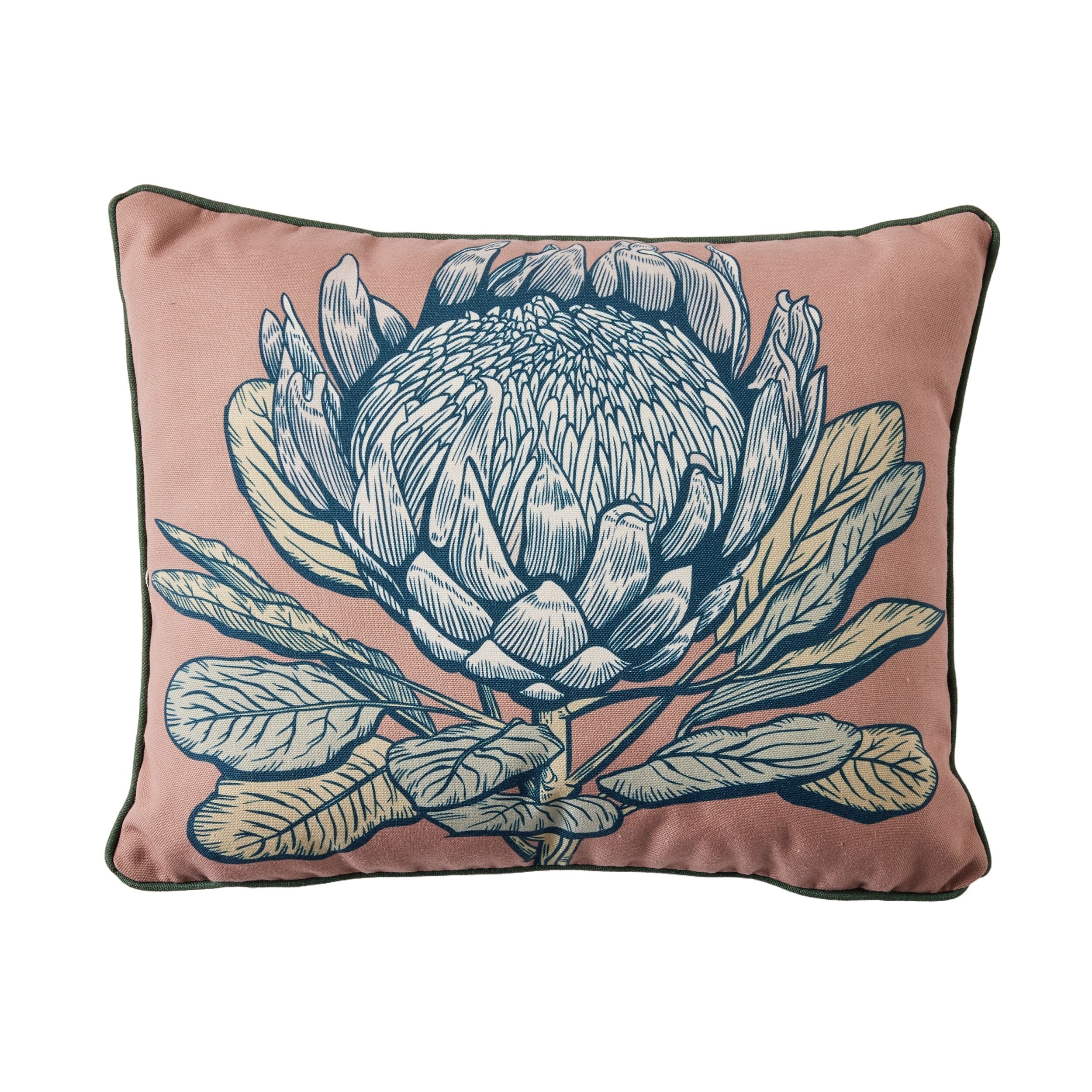 Aruba Vintage Protea Cushion Cover 50x40cm - Bohemian Home Decor for Sofa, Bed & Outdoor Use