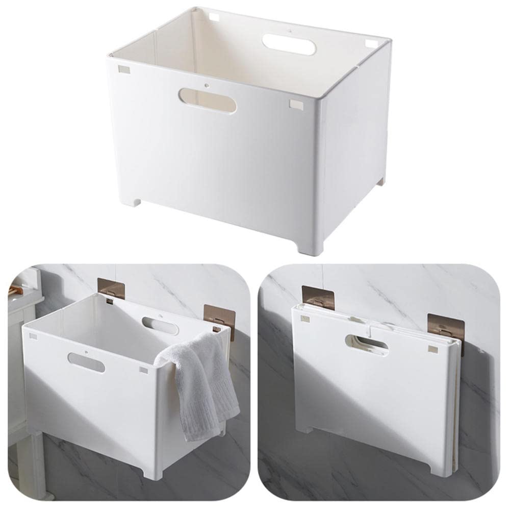ACGrade Collapsible Laundry Hamper with Handles - Wall Mounted Plastic Clothes Basket for Dirty Laundry Storage | Perfect for Bedroom, Bathroom & Laundry Room Organization
