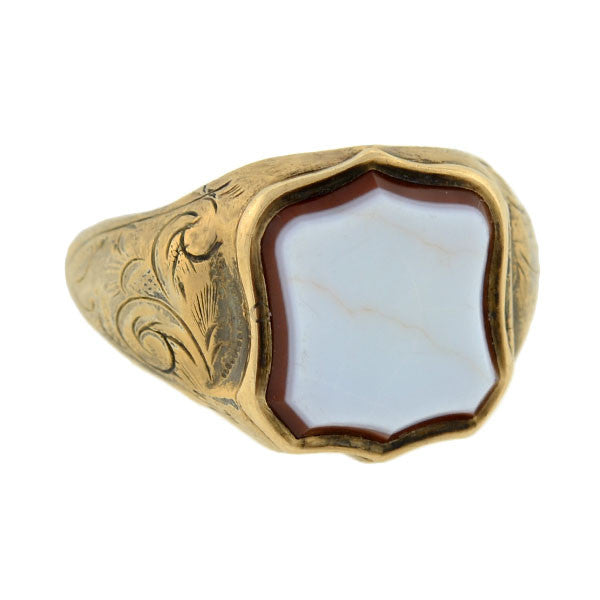 10K Gold Victorian Agate Signet Locket Ring for Women - Antique Style Engraved Jewelry Gift for Her - Perfect for Weddings, Anniversaries & Special Occasions
