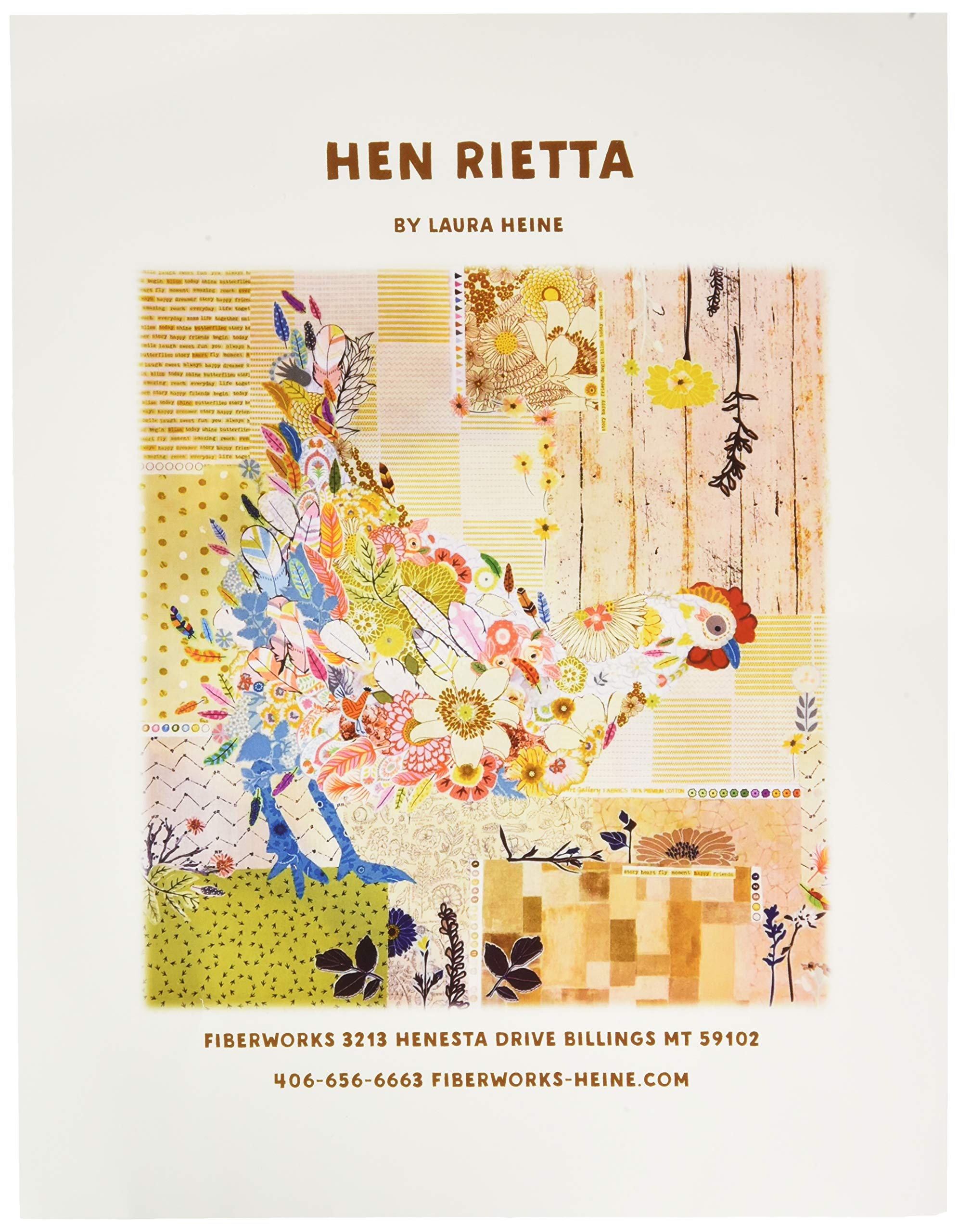 Laura Heine Hen Rietta The Chicken Collage Fabric - Premium Quilting Cotton for DIY Crafts, Home Decor & Patchwork Projects - Perfect for Quilts, Pillows, and Wall Art