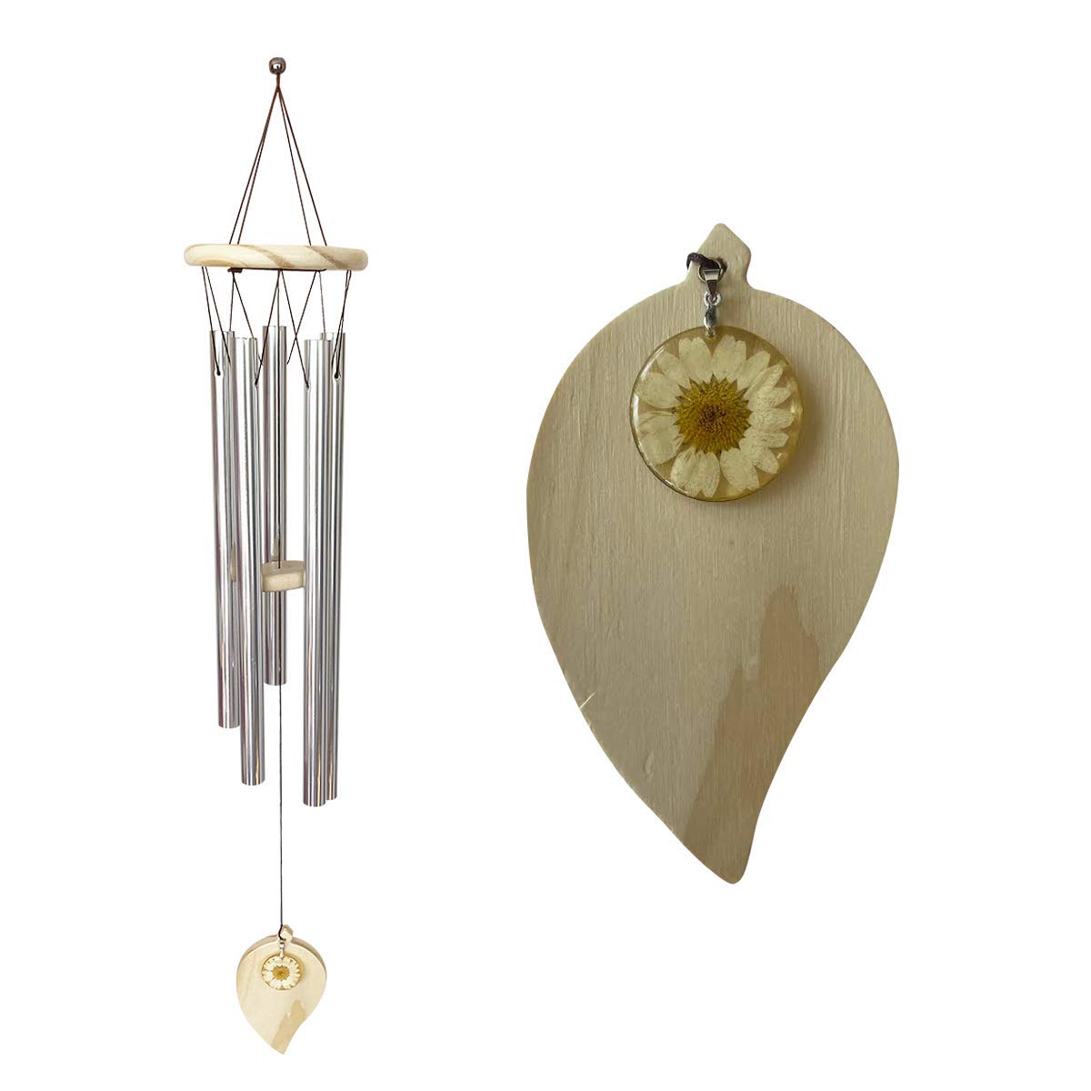 Golden State of Mind Unique Large Deep Tone Wood Wind Chime - 32 Inch Outdoor Patio Decor - Handcrafted Sympathy Wind Chimes with Natural Sound - Perfect for Garden, Porch & Meditation Spaces