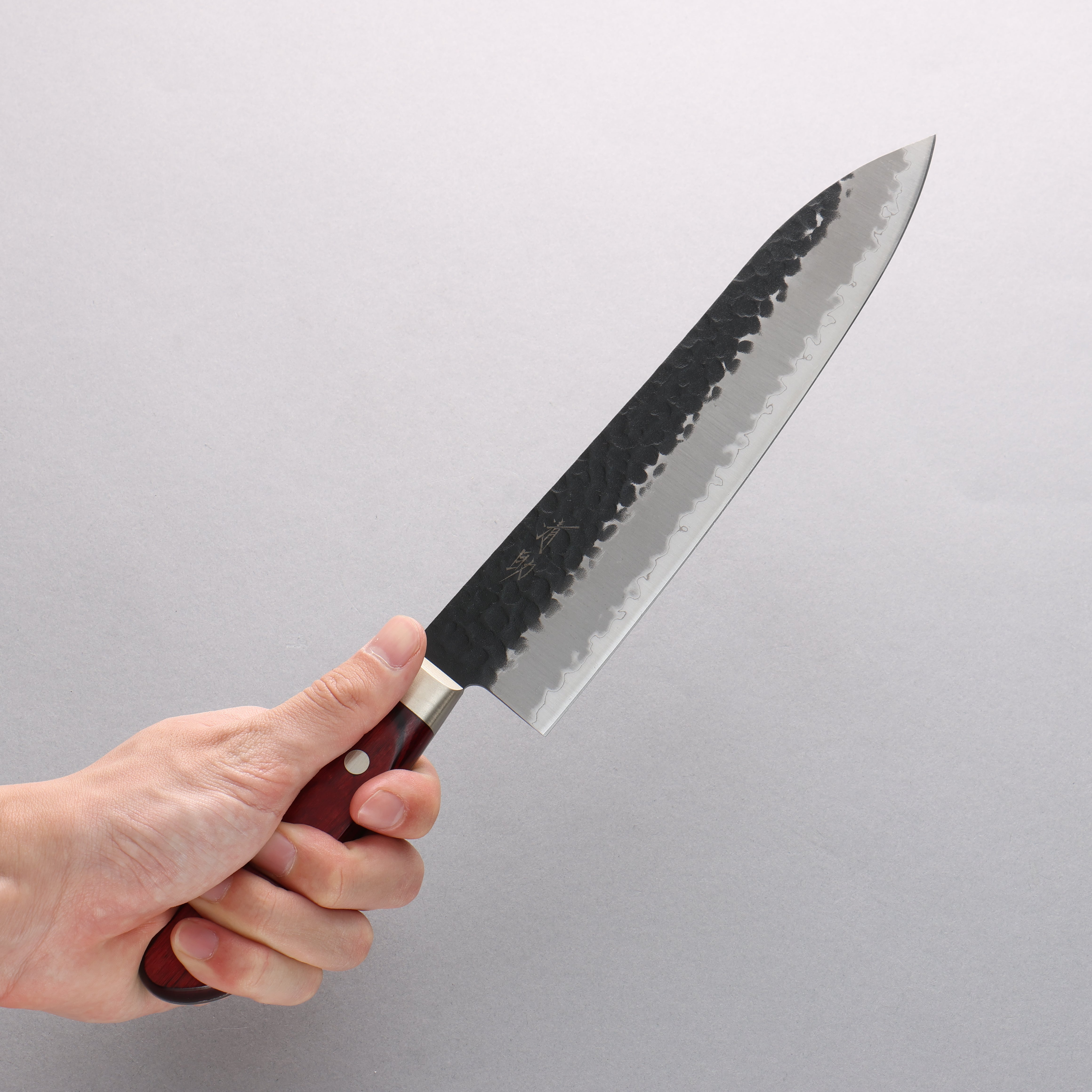 Premium Seisuke Kurobeni Blue Super Hammered Kurouchi Gyuto Chef Knife 210mm - Japanese Damascus Steel with Red Pakkawood Handle - Perfect for Sushi, Meat Slicing & Professional Kitchen Use
