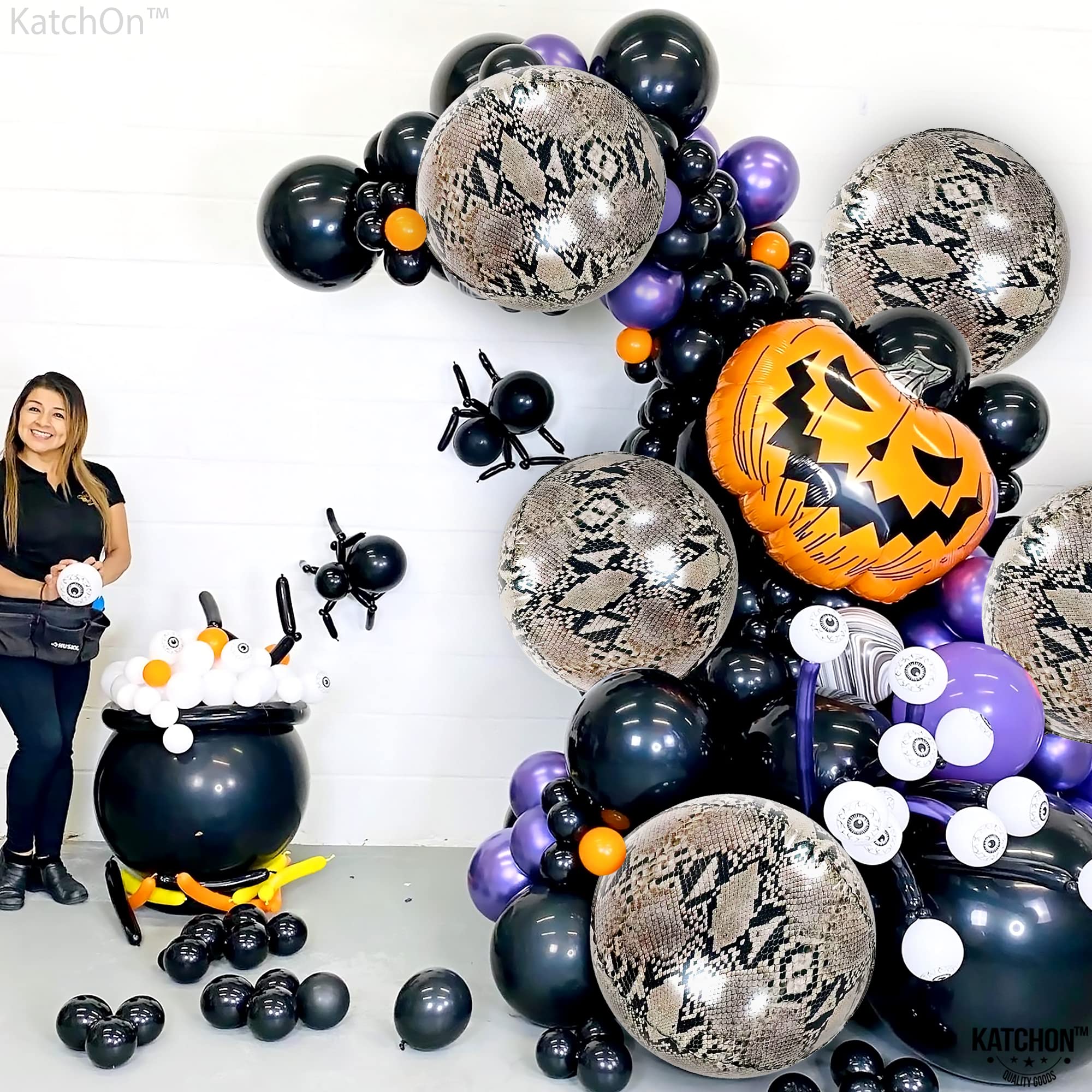 KatchOn 22 Inch Snake Balloons - Pack of 6 | 4D Round Snake Print Party Decorations for Reptile Themed Birthday & Halloween Parties | Perfect for Jungle, Zoo, or Animal Theme Decor