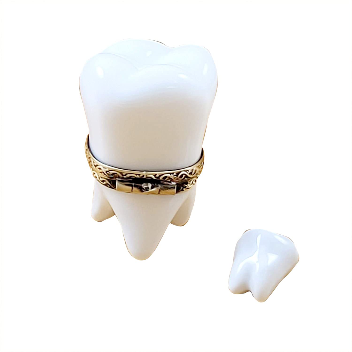 Rochard Large White Baby Tooth Limoges Porcelain Box with Removable Lid - Perfect for Jewelry Storage, Keepsakes & Collectibles