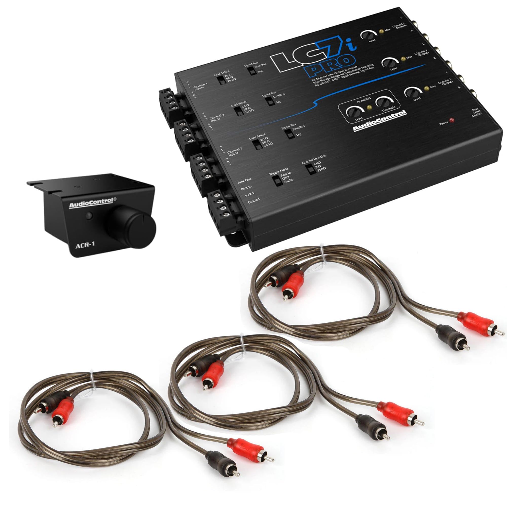 AccuBASS 6-Channel Line Out Converter Kit with LC7iPro Processor & 3ft Oxygen-Free RCA Cables - Premium Car Audio System for Amplifiers, Subwoofers & Aftermarket Stereos - Perfect for Upgrading Vehicle Sound Systems