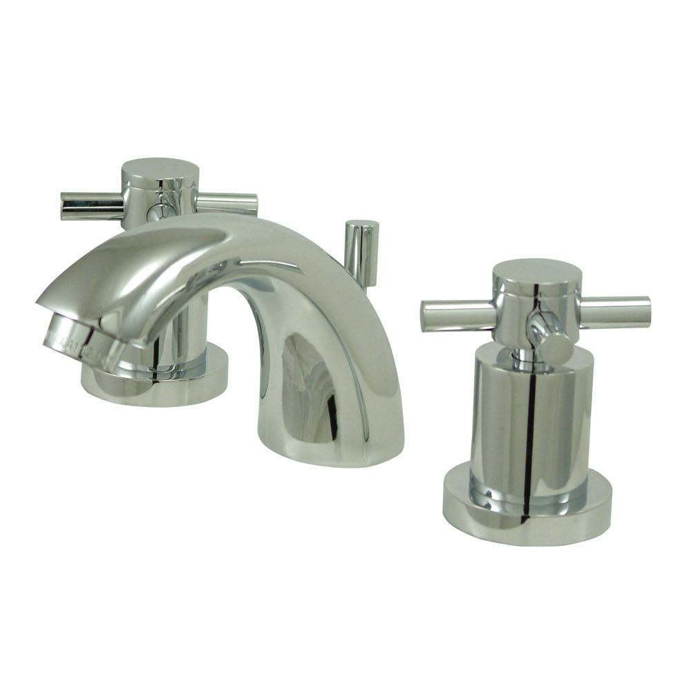 KS2951DX Chrome Two Handle Mini Widespread Bathroom Faucet with Brass Pop-Up Drain - Perfect for Small Bathroom Sinks, Vanities & Powder Rooms