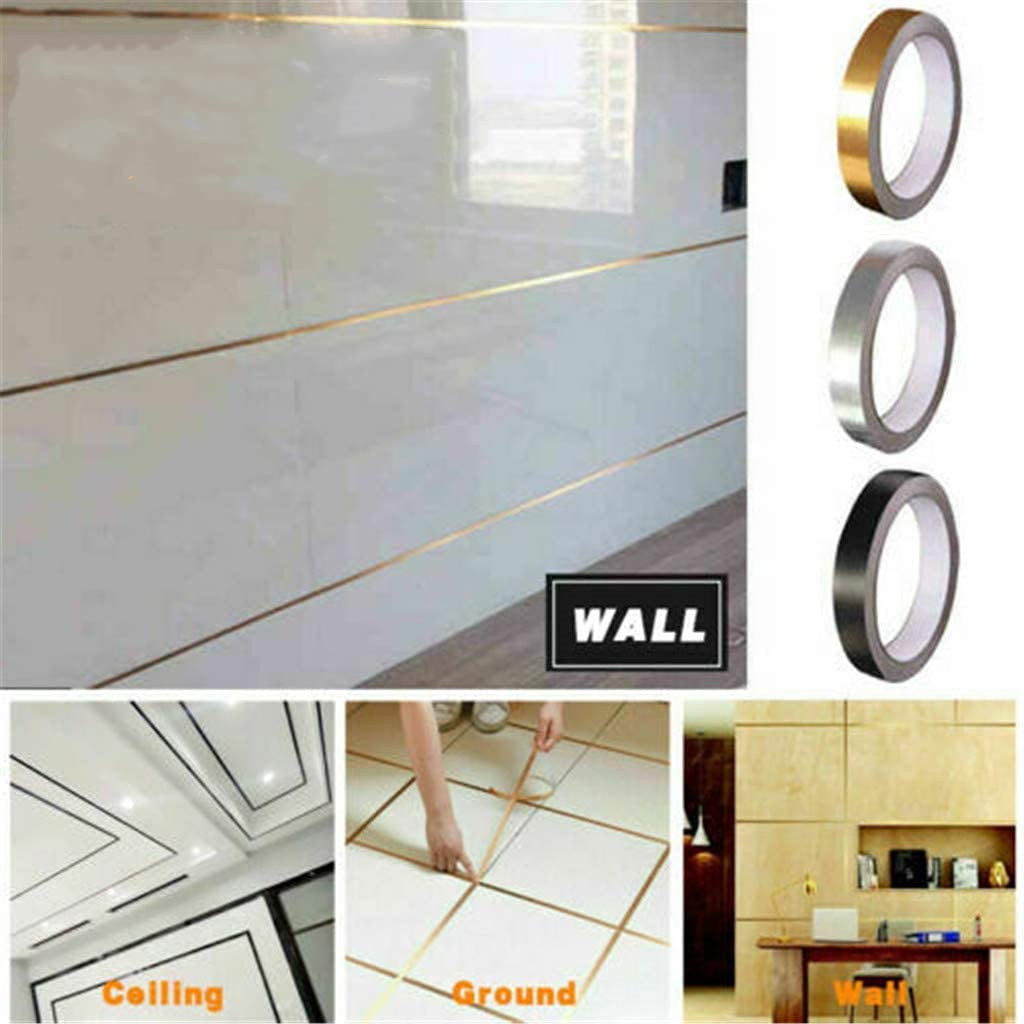 Premium Self-Adhesive Ceramic Tile Gap Sealing Tape - Gold Foil Floor Tile Spacer Strip (50M Roll) for Bathroom, Kitchen & Home Renovation Projects