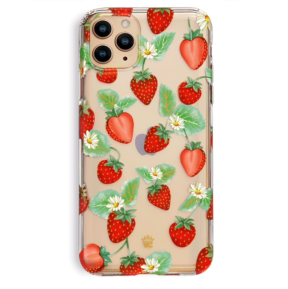 Strawberry Fields iPhone Case - Cute Floral Design Protective Cover for iPhone 13/14/15 Pro Max - Perfect for Everyday Use, Travel & Gift Giving