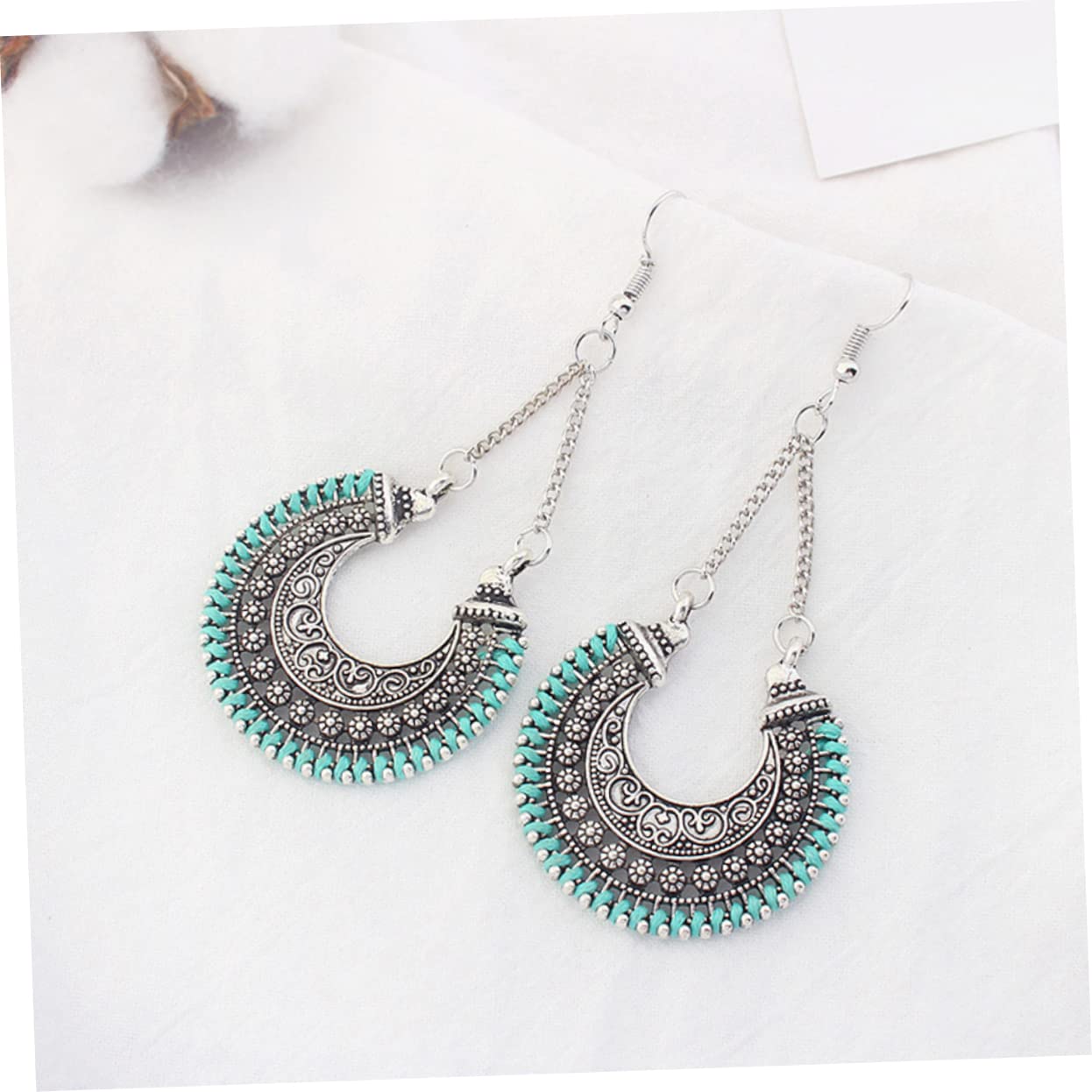 PRETYZOOM Long Round Carved Weaving Earrings for Women - Hollow Out Blush Design, Perfect for Parties, Weddings & Date Nights