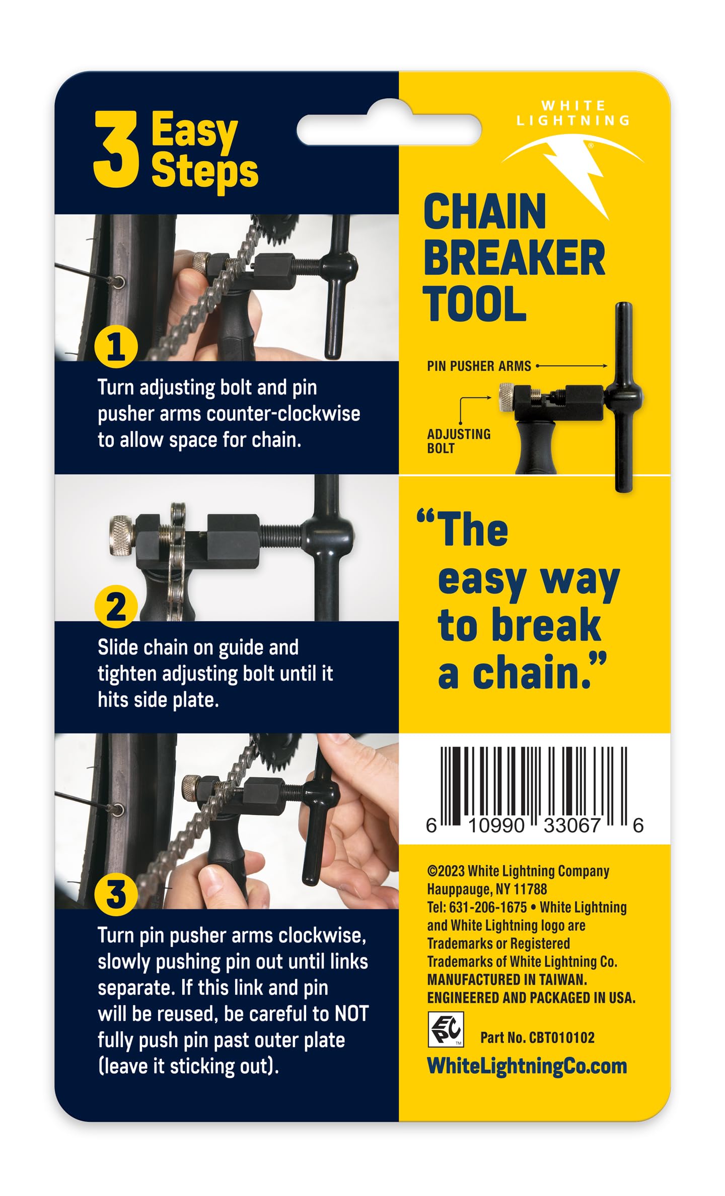 White Lightning Chain Breaker Tool - Black Bicycle Chain Repair Kit with Spare Links for Bike Maintenance | Perfect for Road & Mountain Bikes