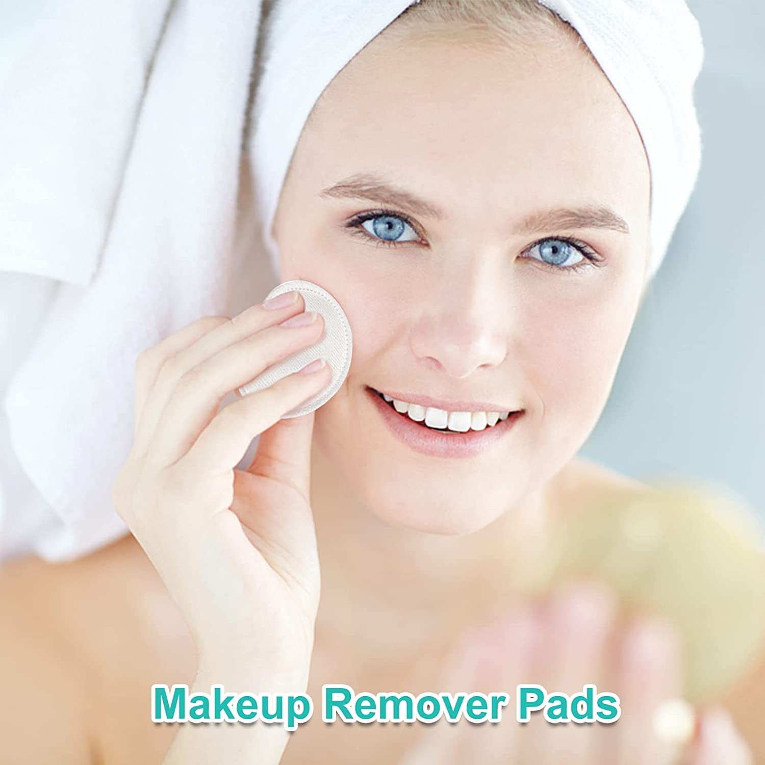 50pcs Organic Cotton Rounds for Makeup Removal & Skincare - Soft Reusable Facial Pads for Cleansing, Toner, Lotion Application - Includes 32 Nail Polish Remover Pads with Storage Box - Perfect for Travel, Spa & Daily Beauty Routine