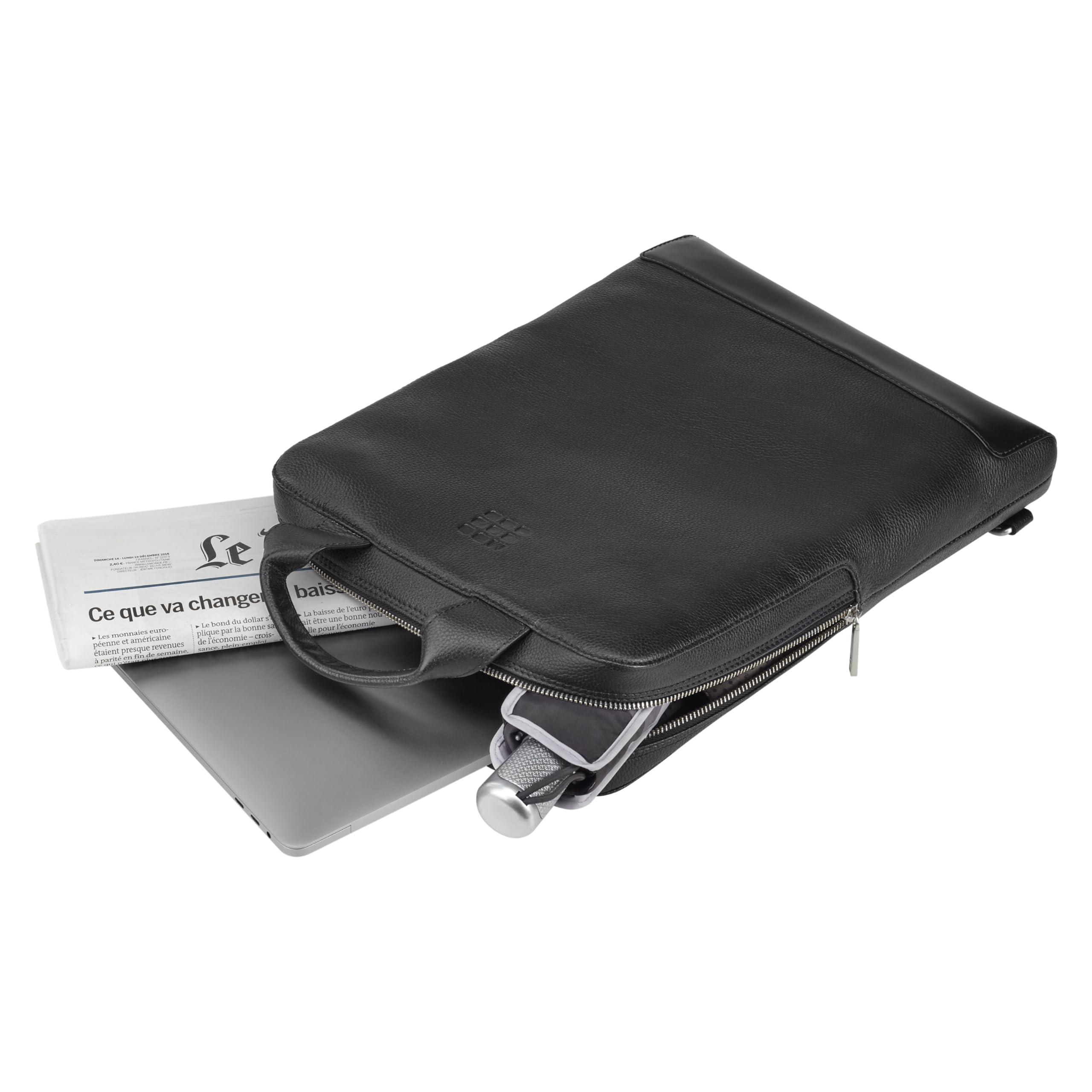 Premium Moleskine Classic Leather Laptop Bag - Vertical Business Backpack for 15
