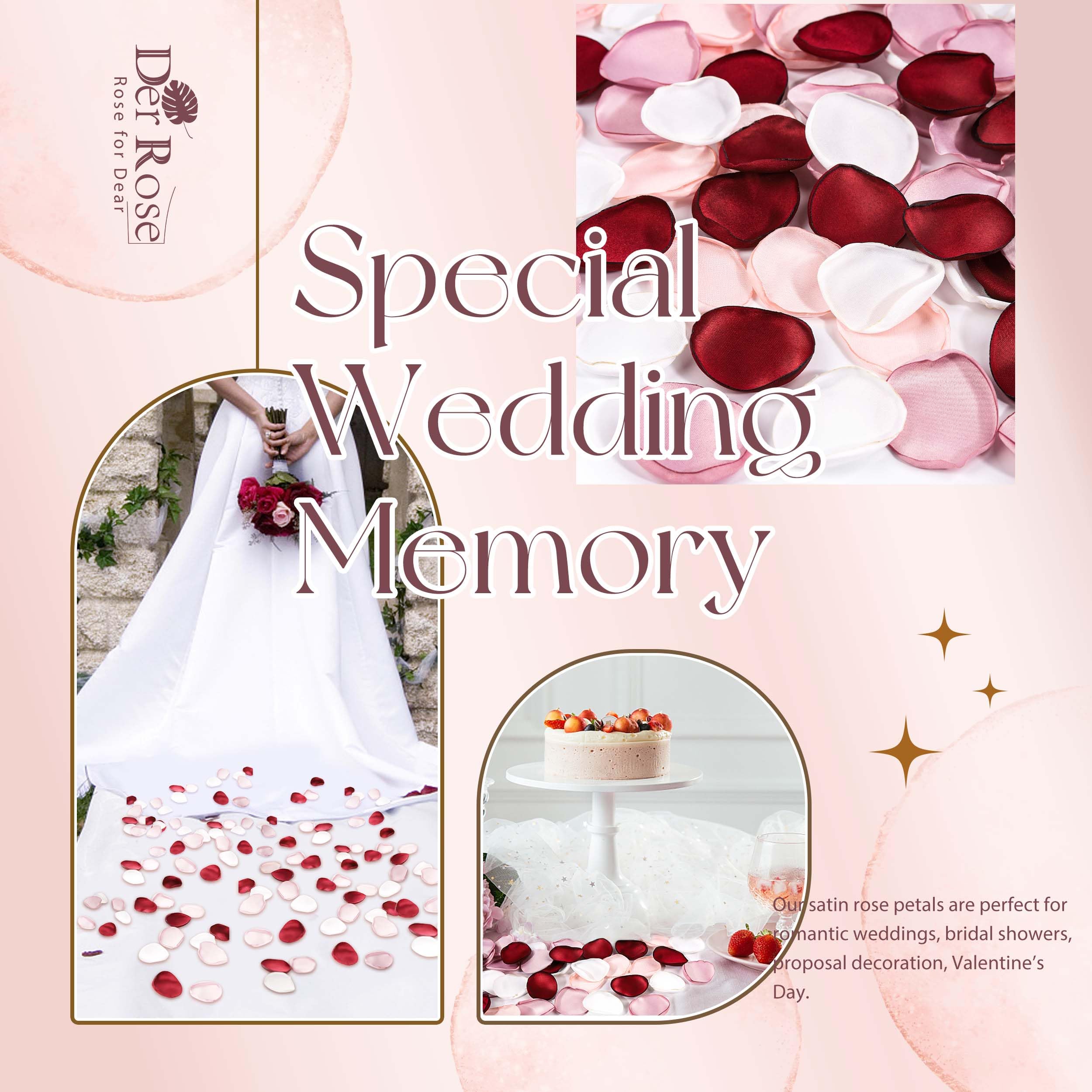 300pcs Artificial Silk Rose Petals - Realistic Flower Girl Scatter for Wedding Aisle, Centerpieces, Table Confetti, Party Favors & Home Decoration - Perfect for Weddings, Baby Showers, Romantic Events & DIY Crafts