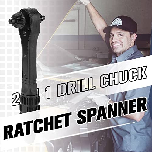2 in 1 Drill Chuck Ratchet Spanner & Wrench - Universal Electric Drill Clamping Tool for Drill Presses, Power & Hammer Drills - Multi-Purpose Chuck Key (1PC) - Perfect for DIY Projects, Woodworking & Metalworking