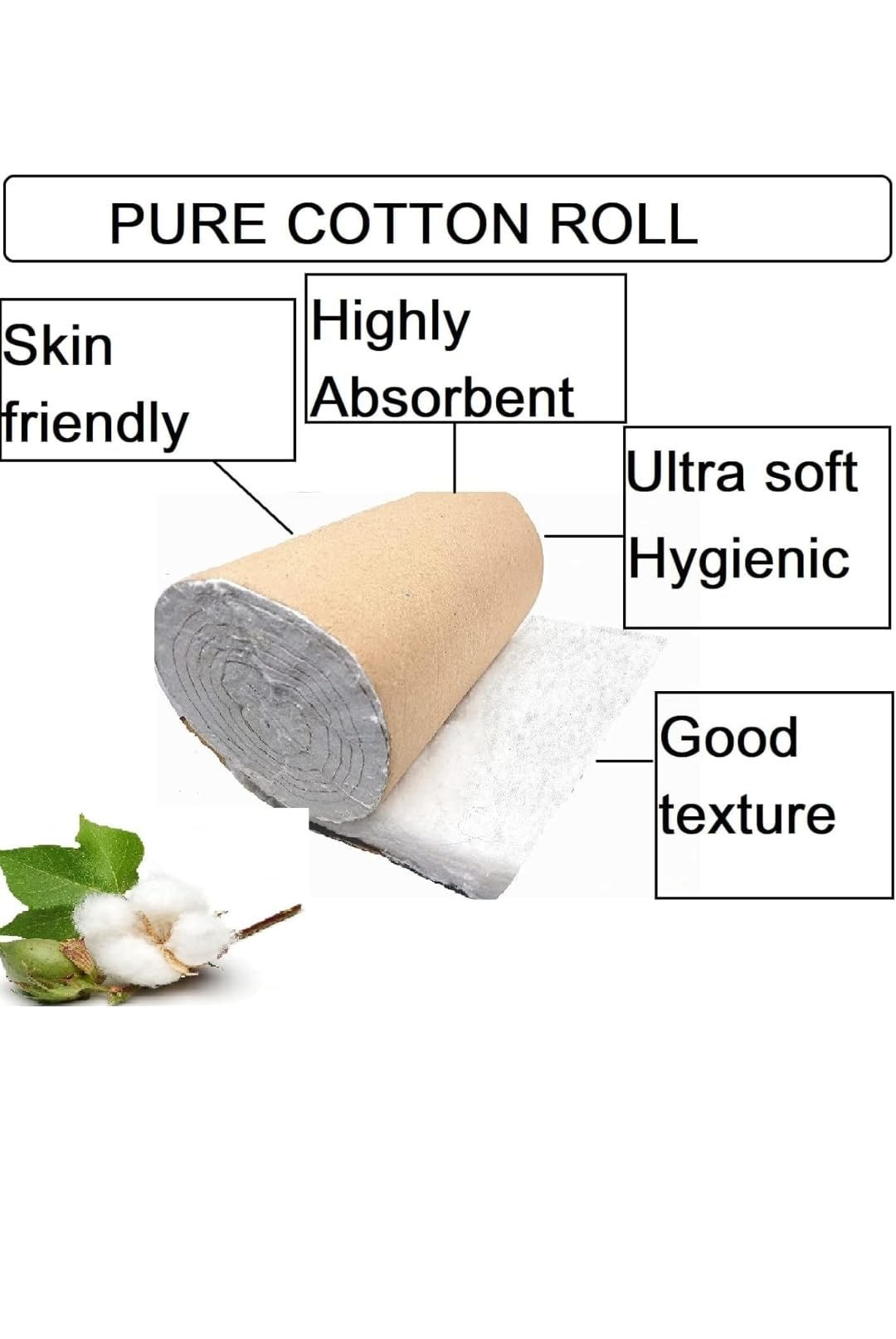 Padmavati Pharma 100% Pure Cotton Roll 450mg - Soft & Absorbent Makeup Remover, Facial Cleansing & Home Care | Ideal for Skincare Routine, Baby Care & First Aid