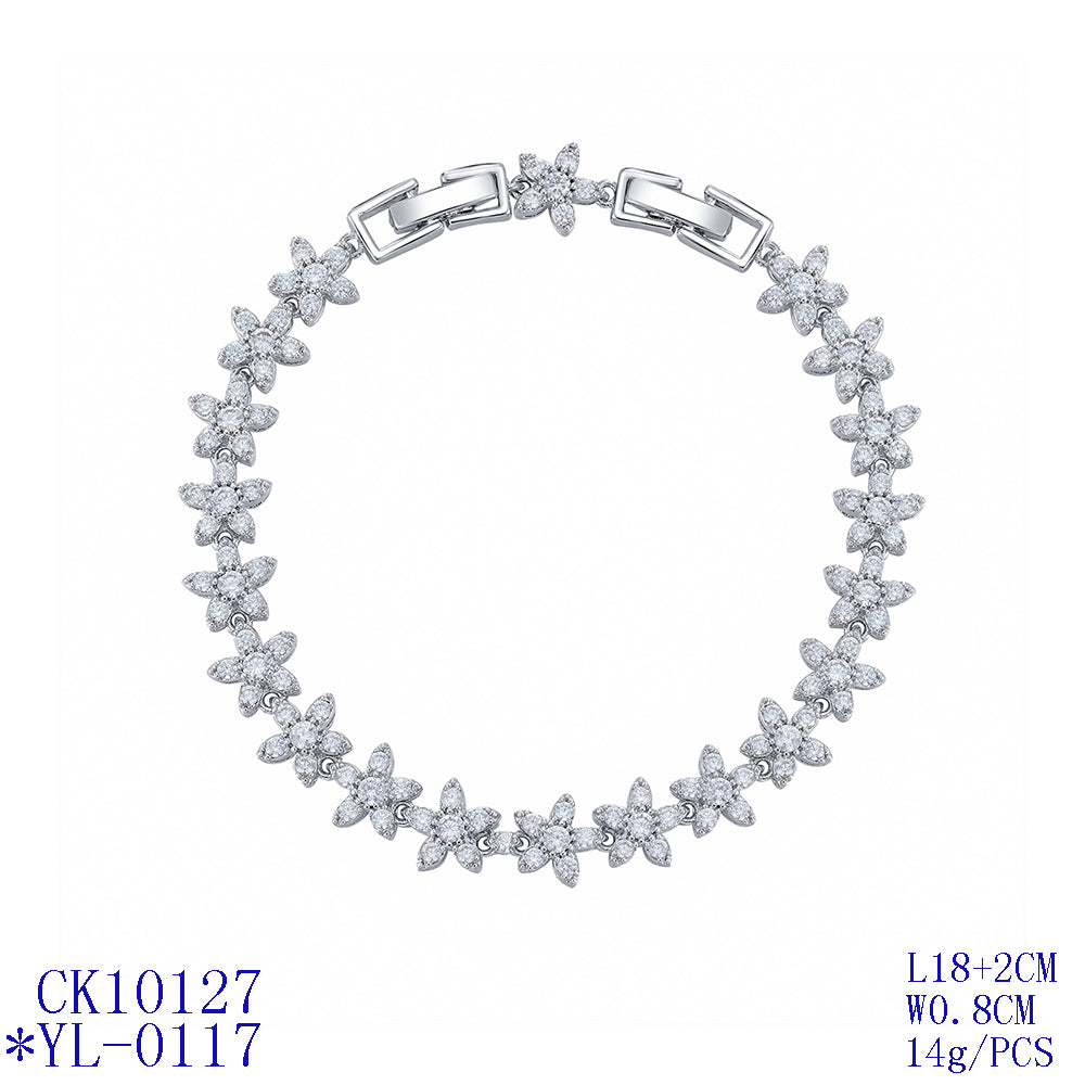 5A Cubic Zirconia Flower Bracelet for Women - Elegant Chain Jewelry for Daily Wear, Parties & Special Occasions