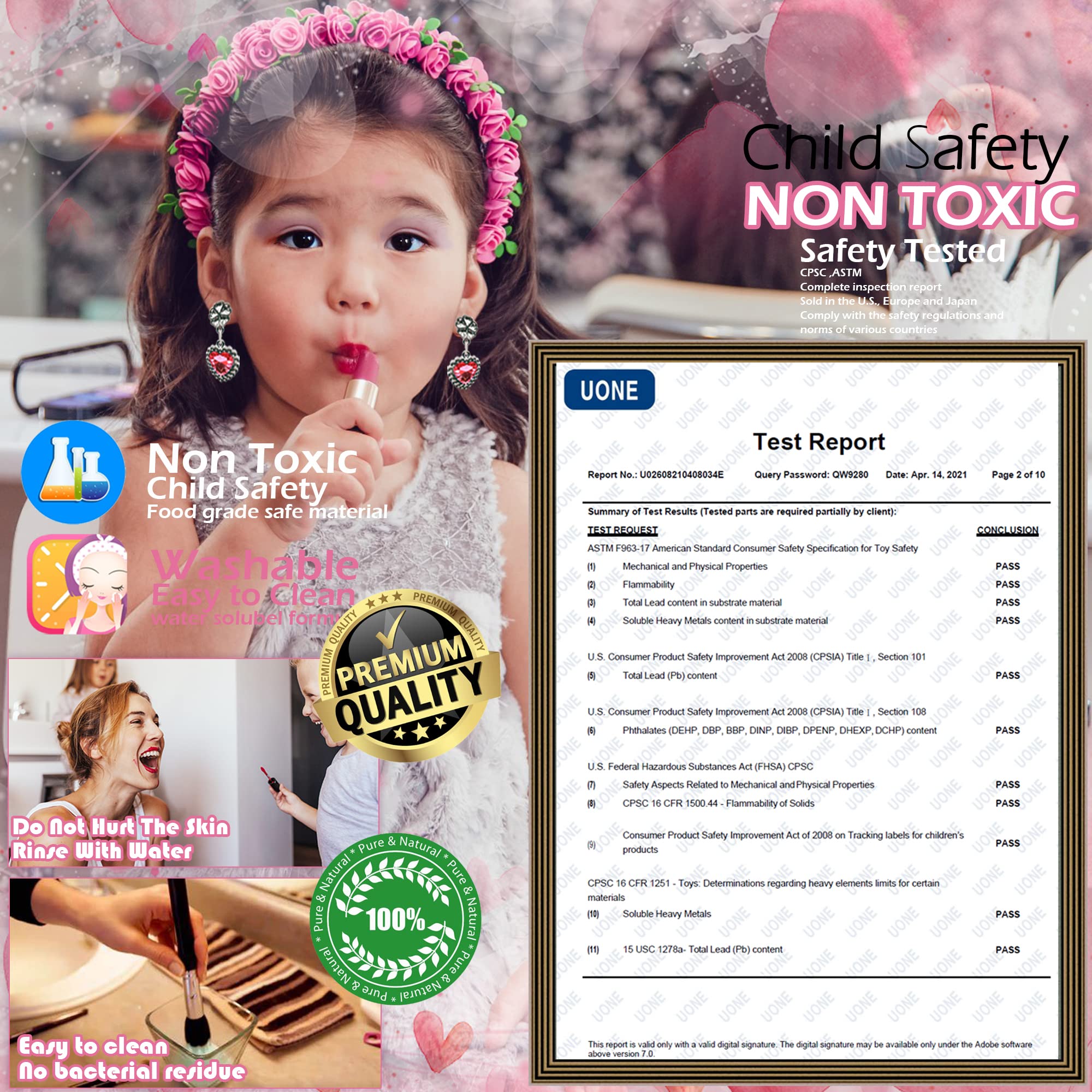 **Washable Kids Makeup Kit for Girls - Non-Toxic & Safe Cosmetic Toy Set, Perfect for Pretend Play, Dress-Up & Birthday Gifts (Ages 4-12)** - Ideal for Parties, Role-Playing & Creative Fun!