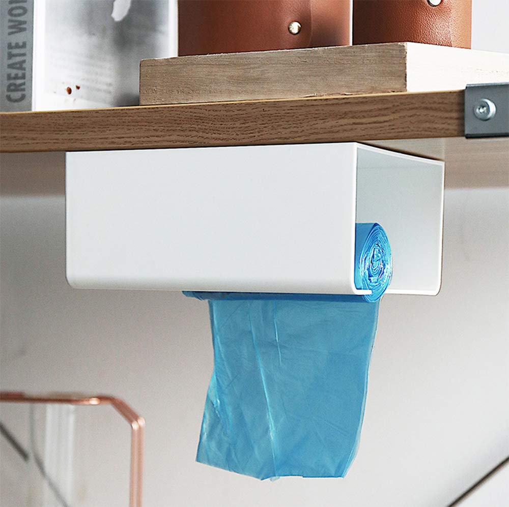 Self-Adhesive Wall Mounted Tissue Box Holder - Under Cabinet Kitchen Paper Storage Organizer, White - Perfect for Bathroom, Kitchen, Office & RV Use