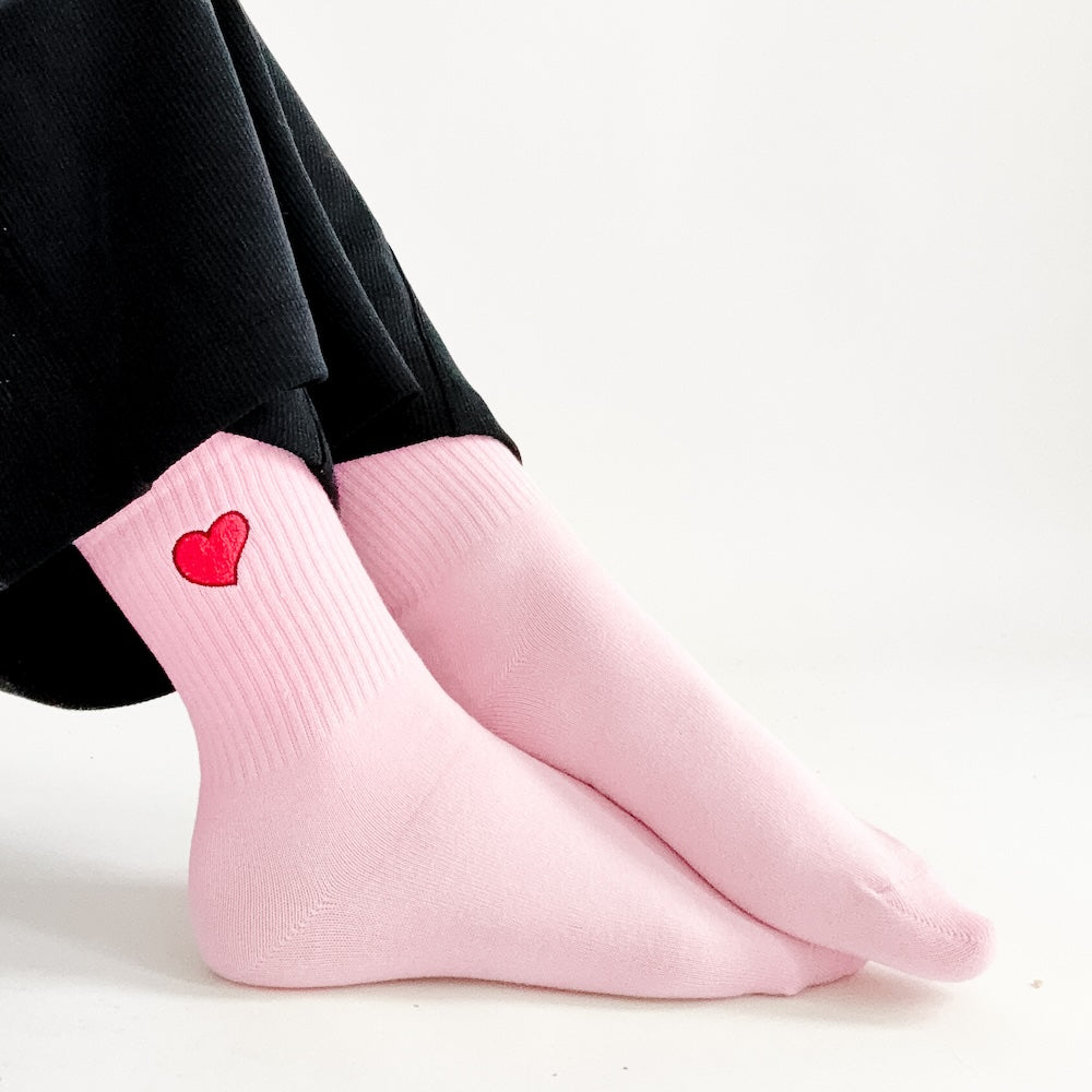 My Heart Valentines Mid Calf Socks for Women - Cute Love Print Casual Crew Socks - Perfect for Valentine's Day Gifts, Date Nights & Cozy Home Wear