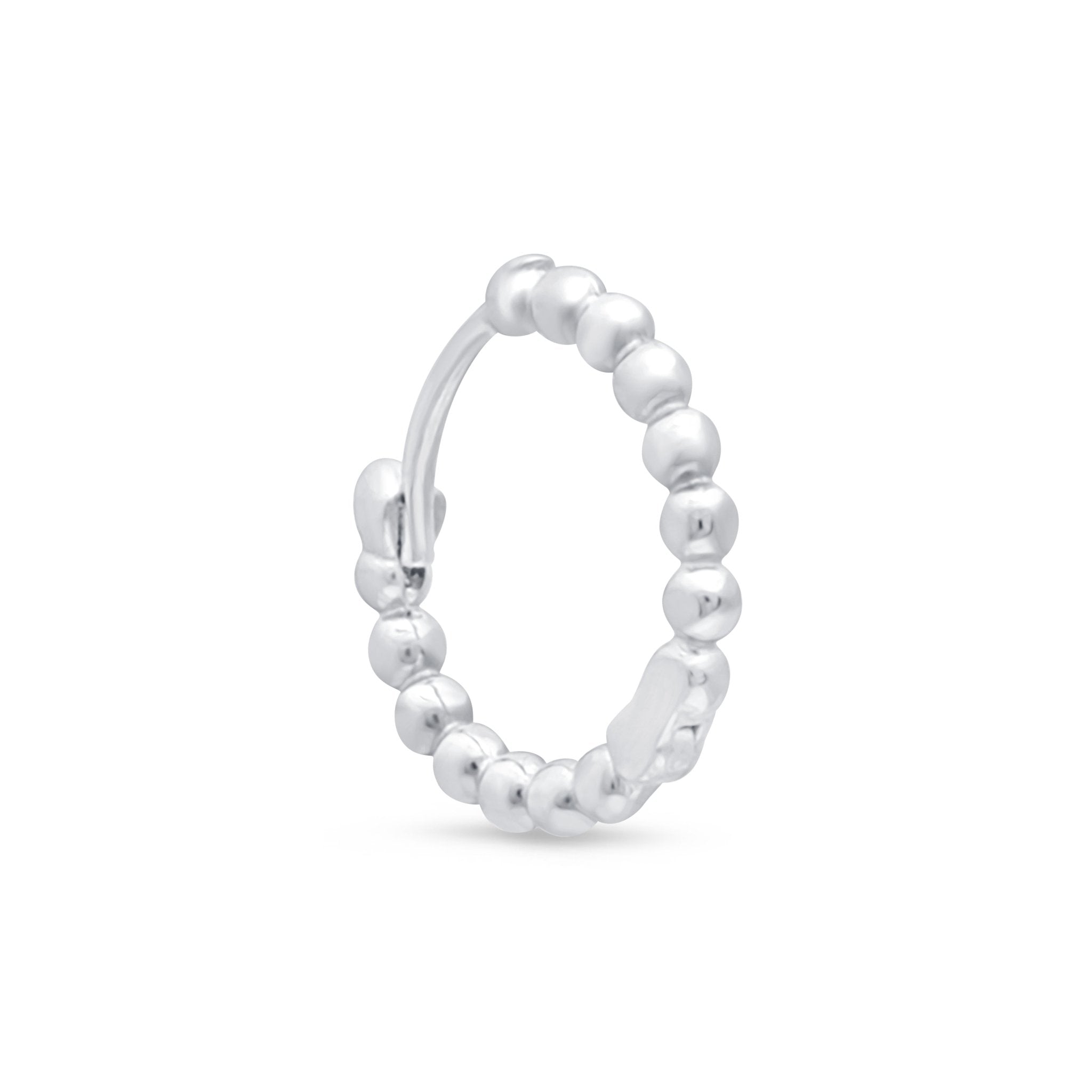 14K White Gold Bubble Beaded Hoop Earrings for Women - Elegant Dainty Everyday Jewelry Gift for Her, Perfect for Parties, Weddings & Date Nights