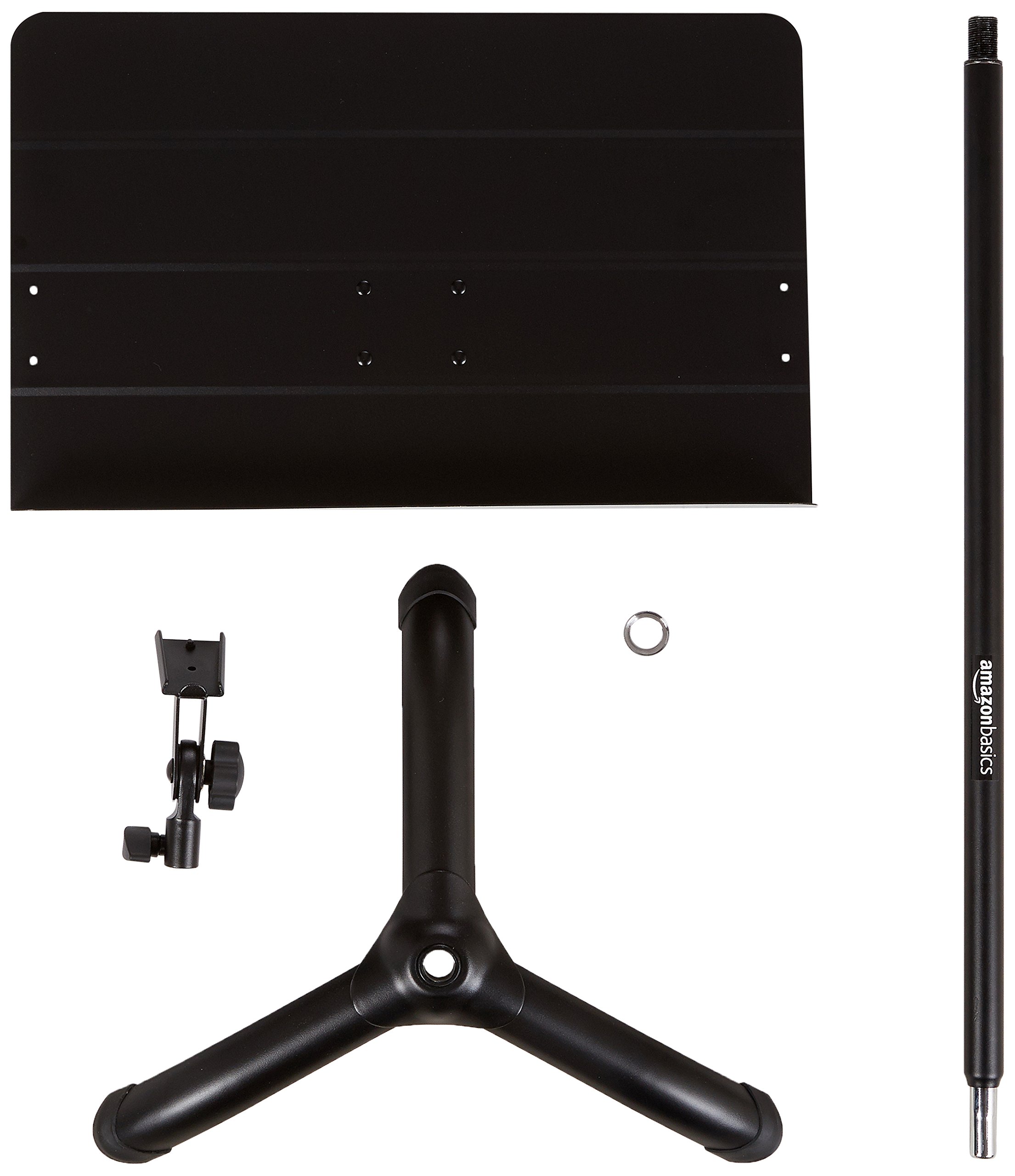Amazon Basics Portable Sheet Music Stand - Lightweight & Adjustable Black Metal Stand for Musicians, Perfect for Piano, Violin, Guitar Practice at Home or School