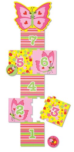 Melissa & Doug Sunny Patch Bella Butterfly Hopscotch Outdoor Game for Kids - Colorful Backyard Play Mat for Outdoor Activities & Garden Fun