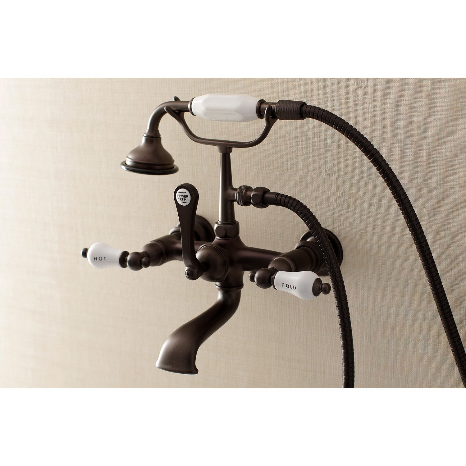 Vintage Clawfoot Tub Faucet with Hand Shower - Oil Rubbed Bronze 3-Handle Wall Mount Bathroom Fixture for Antique & Modern Bathrooms - Perfect for Spa, Soaking, and Relaxation