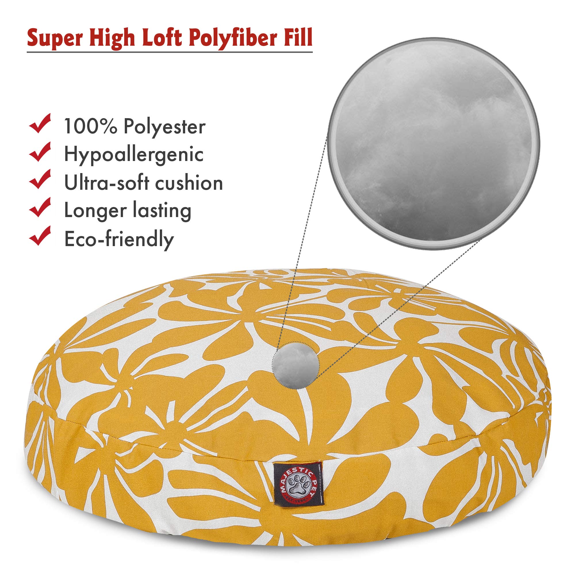 Majestic Pet Products Large Round Yellow Indoor/Outdoor Dog Bed - Removable & Washable Cover - Perfect for Living Room, Patio, or Kennel